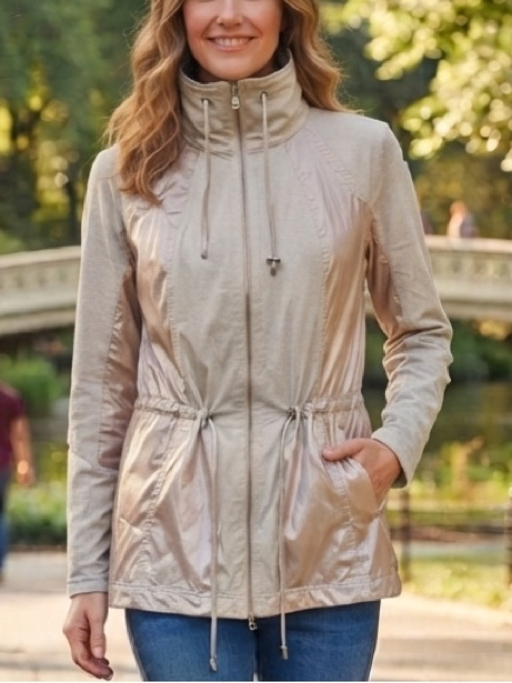 Linen Blend Ruby Rd. Zip Jacket Neutral 12 Anorak Utility Pocket Granola Soft